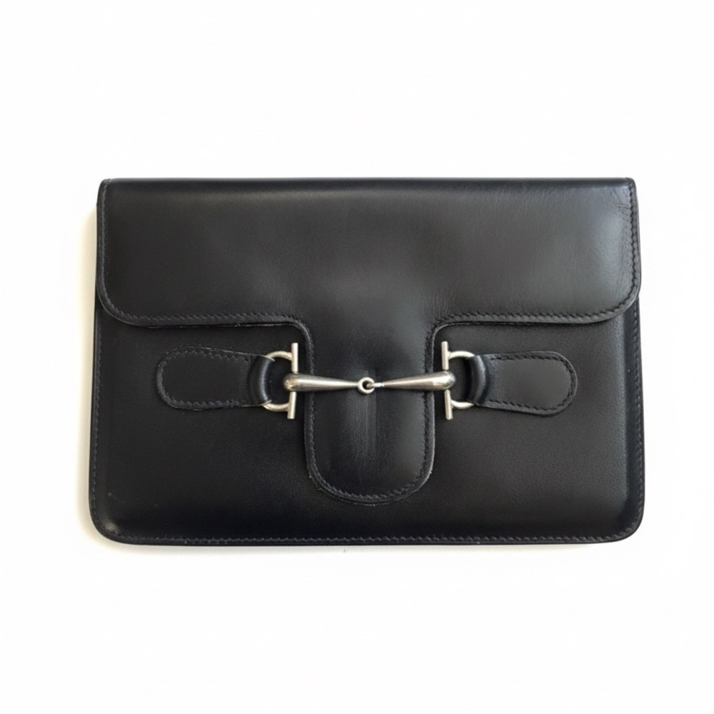Gucci Horse-bit Black Leather Pouch